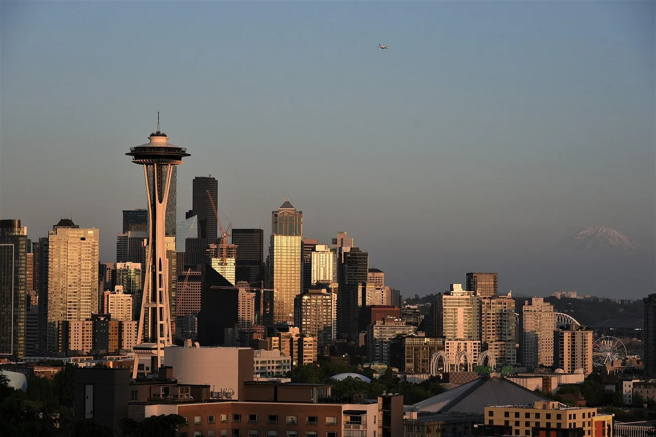 seattle, downtown, landmark, space needle, sunset, city, buildings, nature, cityscape. How Seattle trust and safety teams shape US platform rules